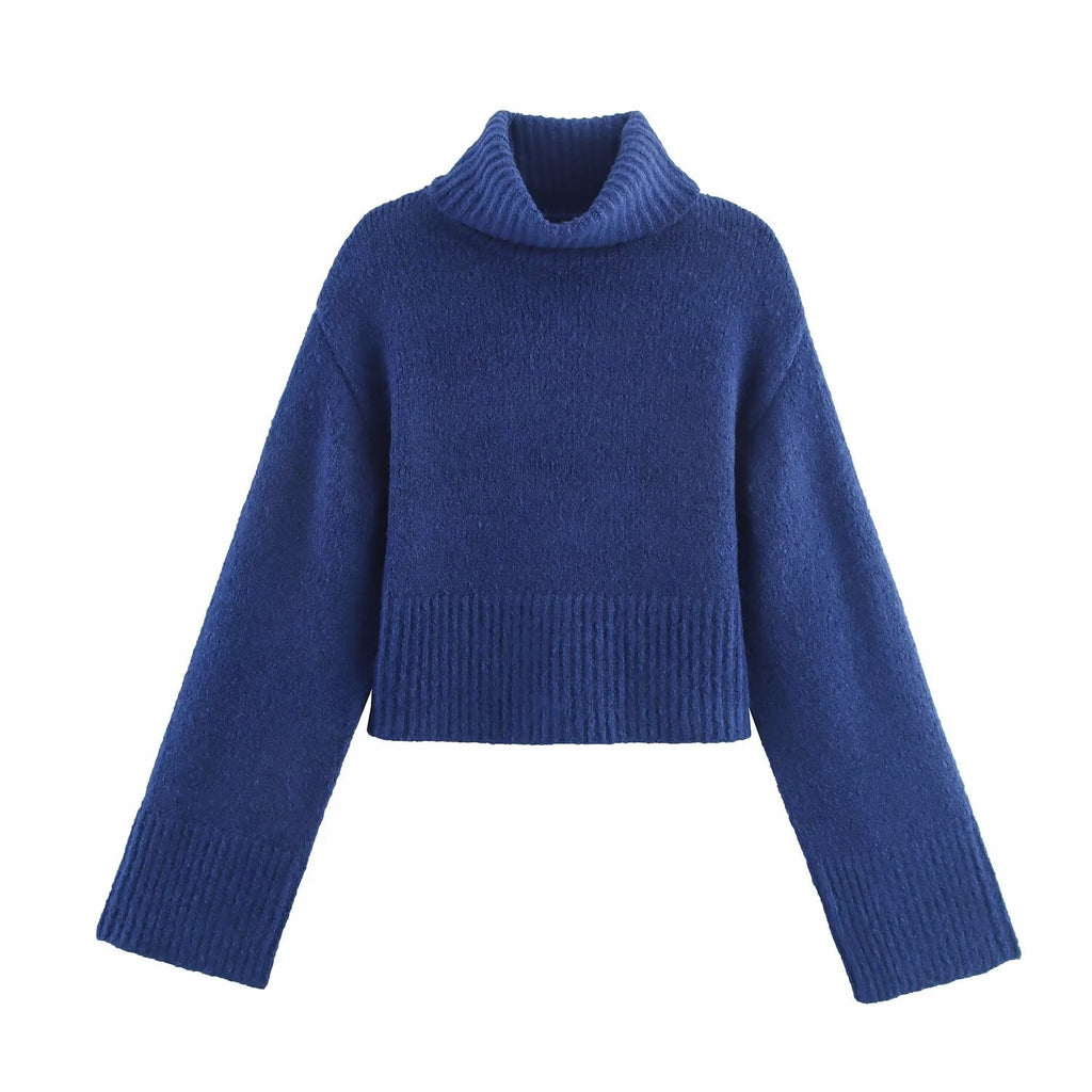 Vêtements femme pull d'hiver à manches longues col montant basique confortable et assorti