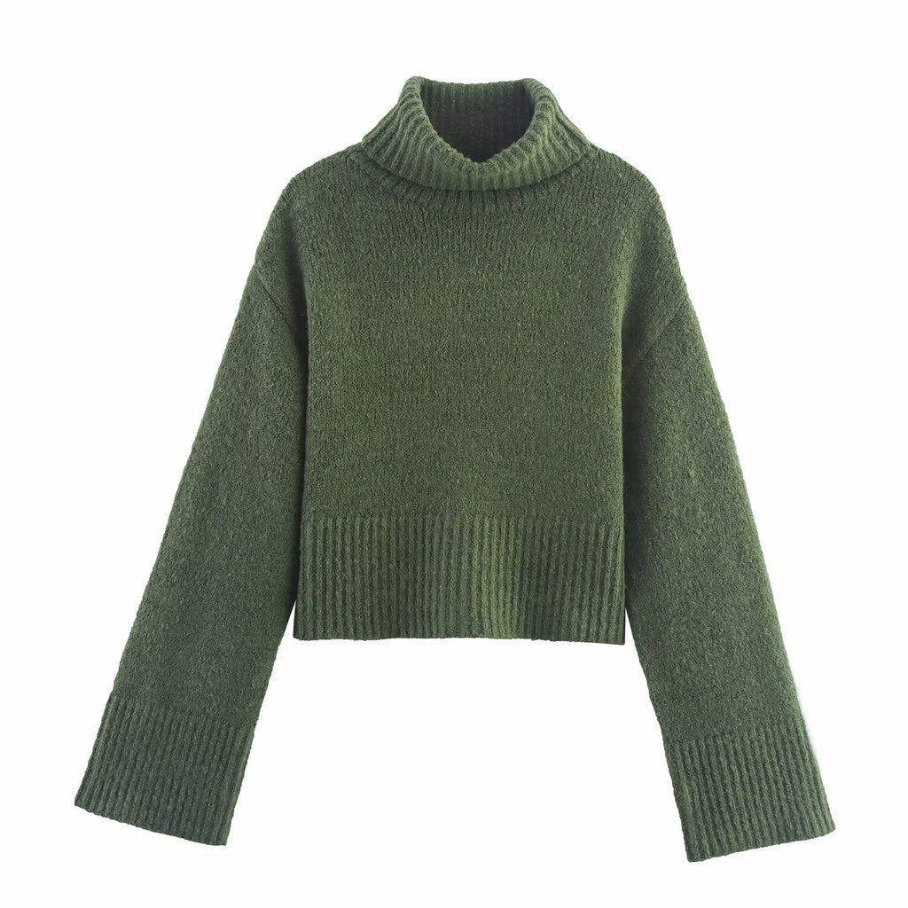 Vêtements femme pull d'hiver à manches longues col montant basique confortable et assorti