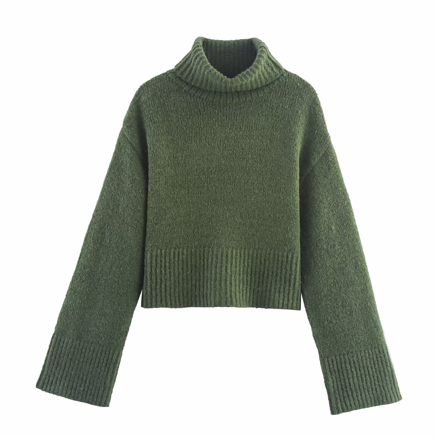 Vêtements femme pull d'hiver à manches longues col montant basique confortable et assorti
