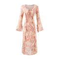 Robe imprimée mi-longue à manches cloche pour femme