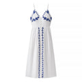 Robe mi-longue brodée à bretelles pour femmes - Collection automne/vacances