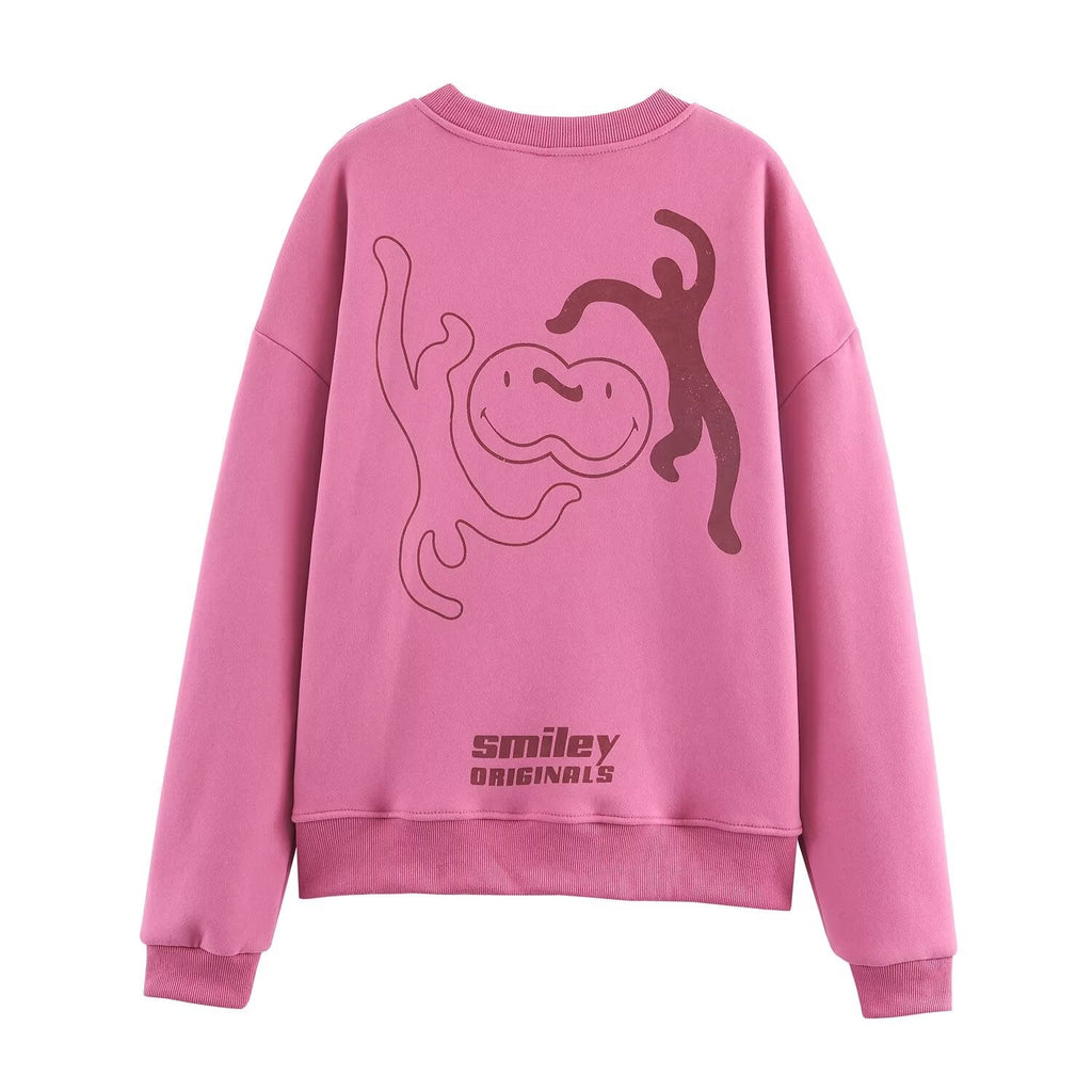 Damenbekleidung Herbst Winter Lässig All Match Rundhals Lose Bedruckte Sweatshirts