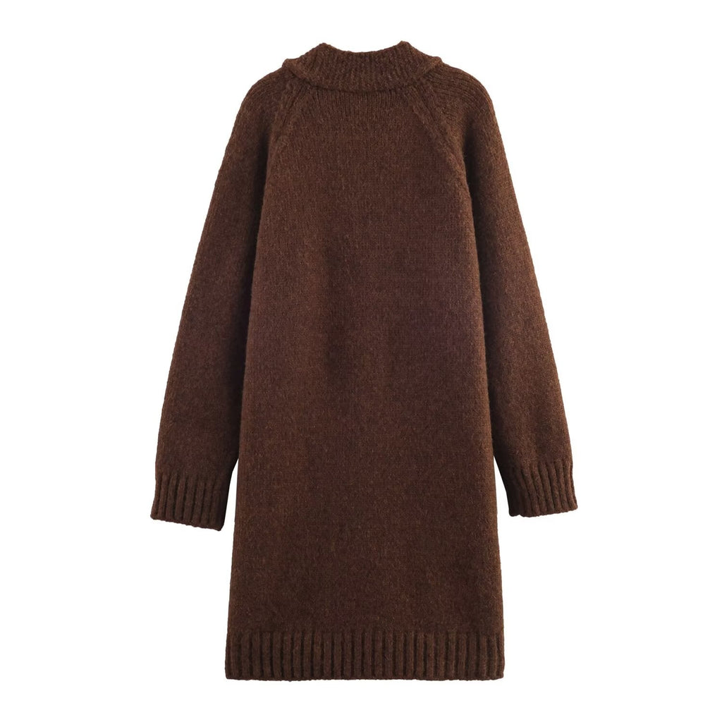 Fortschrittlicher Retro Lazy V-Ausschnitt Pullover Mantel Damen Herbst Winter Locker Mittellang Weicher Glutinous Strickcardigan