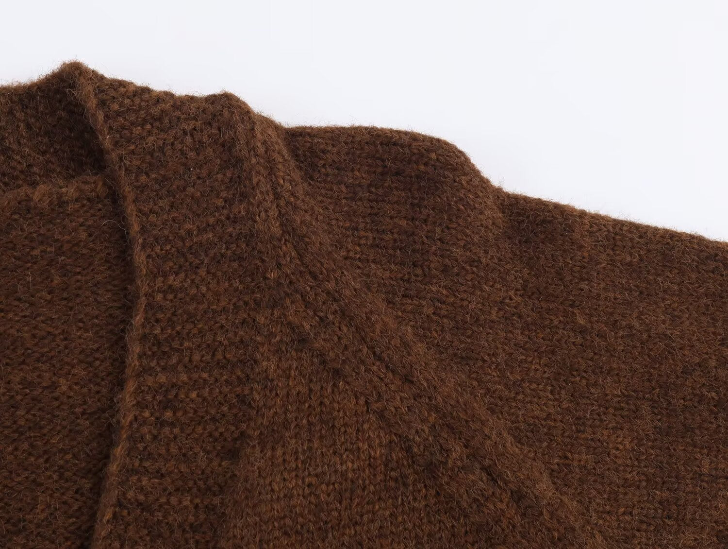 Fortschrittlicher Retro Lazy V-Ausschnitt Pullover Mantel Damen Herbst Winter Locker Mittellang Weicher Glutinous Strickcardigan