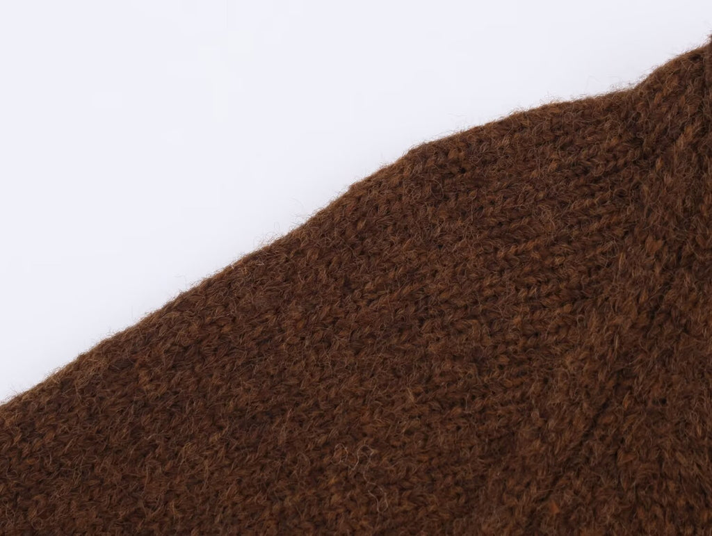 Fortschrittlicher Retro Lazy V-Ausschnitt Pullover Mantel Damen Herbst Winter Locker Mittellang Weicher Glutinous Strickcardigan
