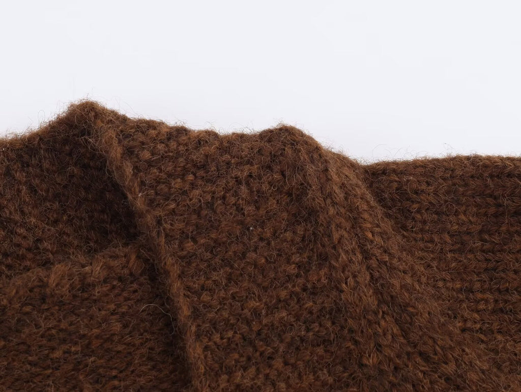 Fortschrittlicher Retro Lazy V-Ausschnitt Pullover Mantel Damen Herbst Winter Locker Mittellang Weicher Glutinous Strickcardigan