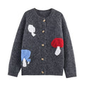 Cardigan à motif champignon mignon Bouton Cardigan tricoté Coupe ample Pull Niche Vêtement d'extérieur