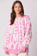 Haut à manches longues décontracté et ample avec motif lettre de Noël pour femme - Collection Automne Hiver
