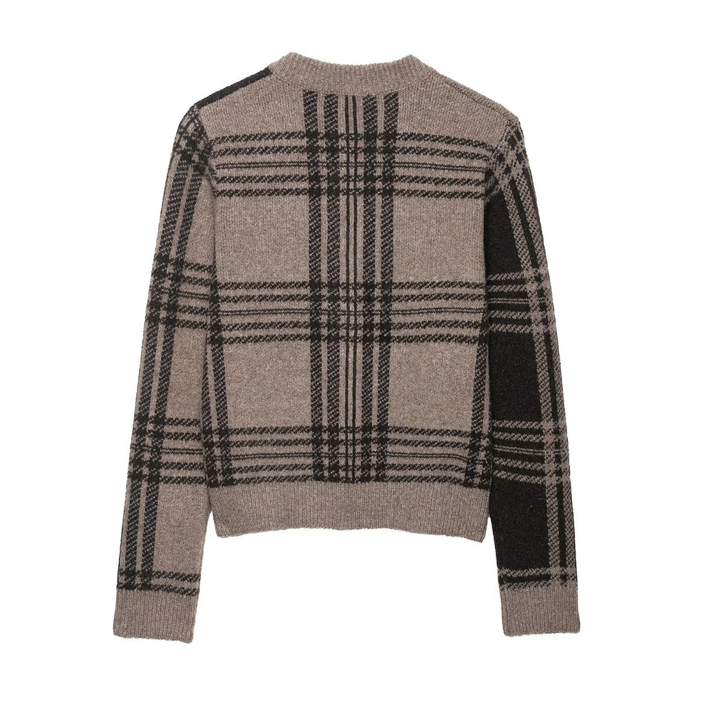 Manteau Tricoté Sub en Col Rond Automne Couleur Photo Manche Régulière