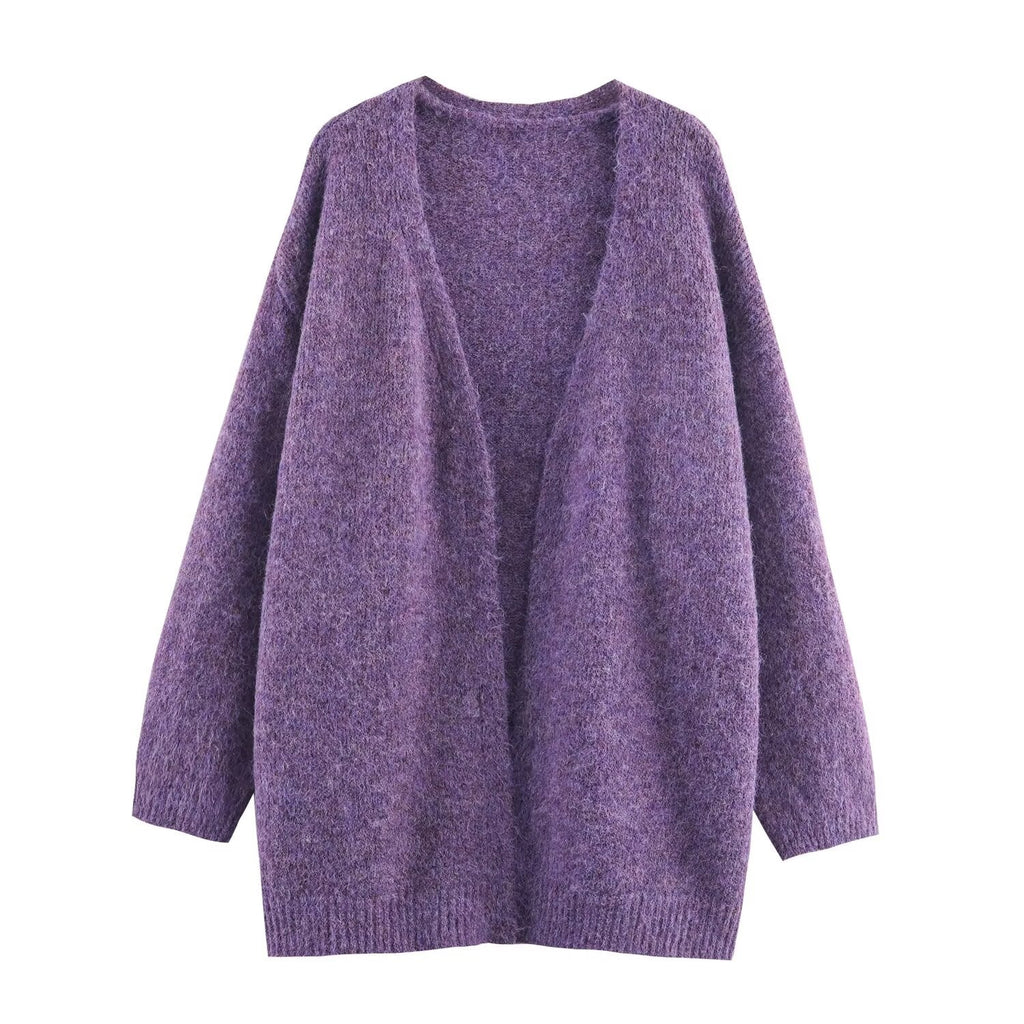 Ensemble deux pièces gilet tricoté avec blouse à col en dentelle et bretelles pour femme