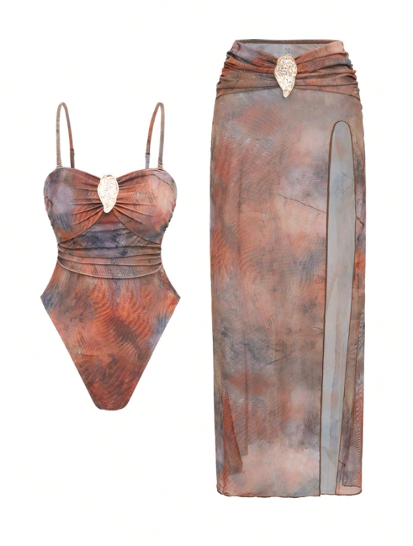 Maillot de bain deux pièces de luxe, avec jupe, haut de gamme