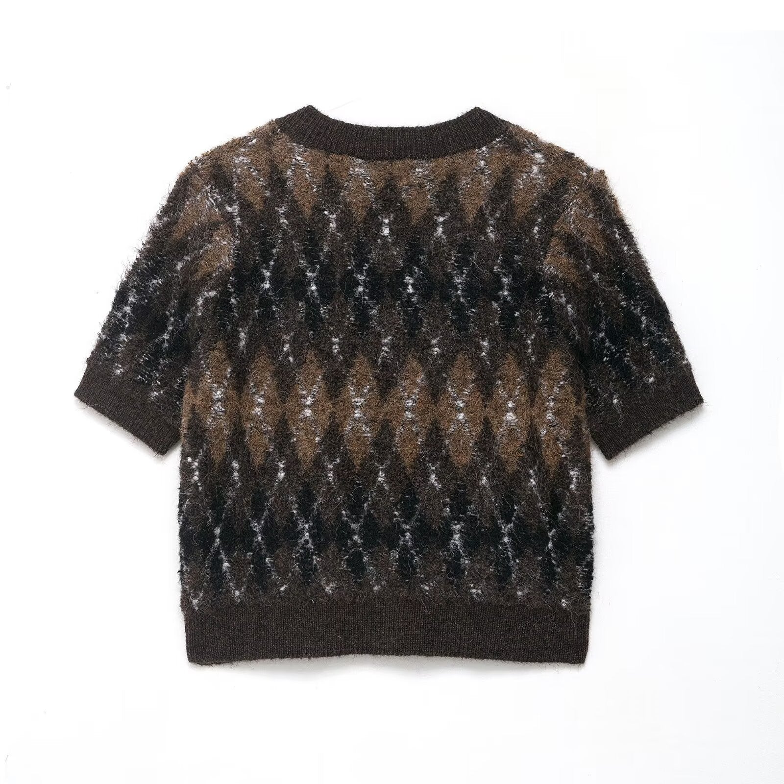 Vêtements Féminins Automne Magnifique Manteau Tricoté à Manches Courtes Motif Diamant