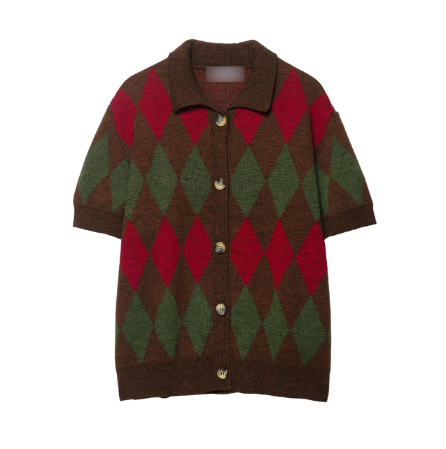 Polo en maille à motif losanges d'automne