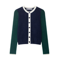 Mantel Lässig Locker Damen Herbst Kontrastfarben Strickwaren