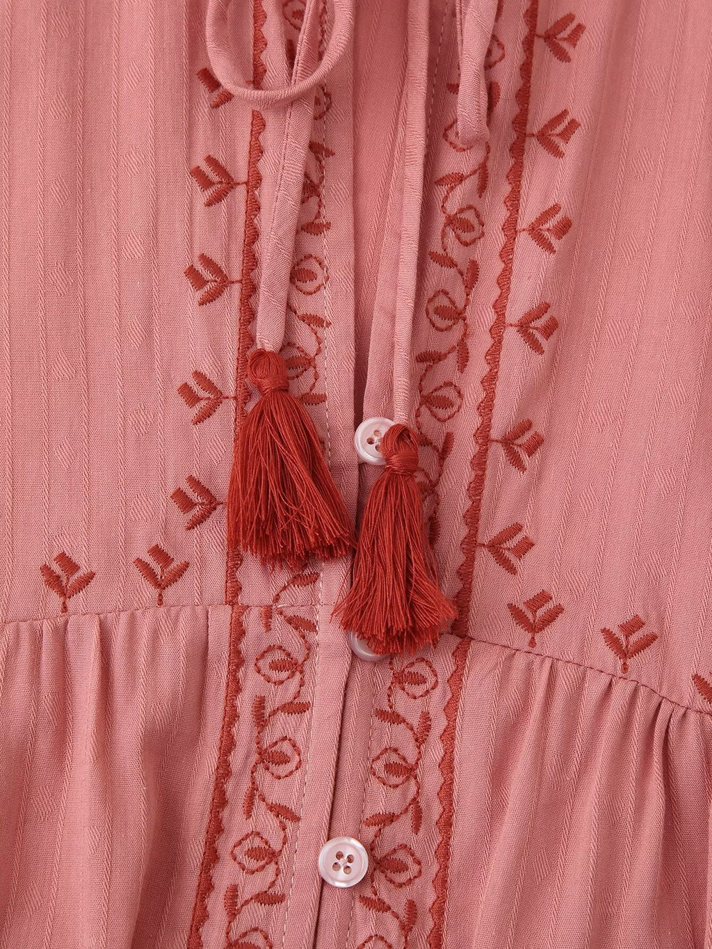 Chemise brodée contrastée à manches longues pour femme