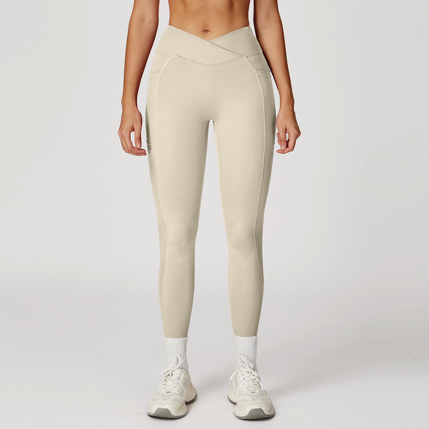 Pantalon de yoga taille haute Nude Feel, pantalon de yoga fitness taille croisée pour femmes, collants de course pour sports de plein air