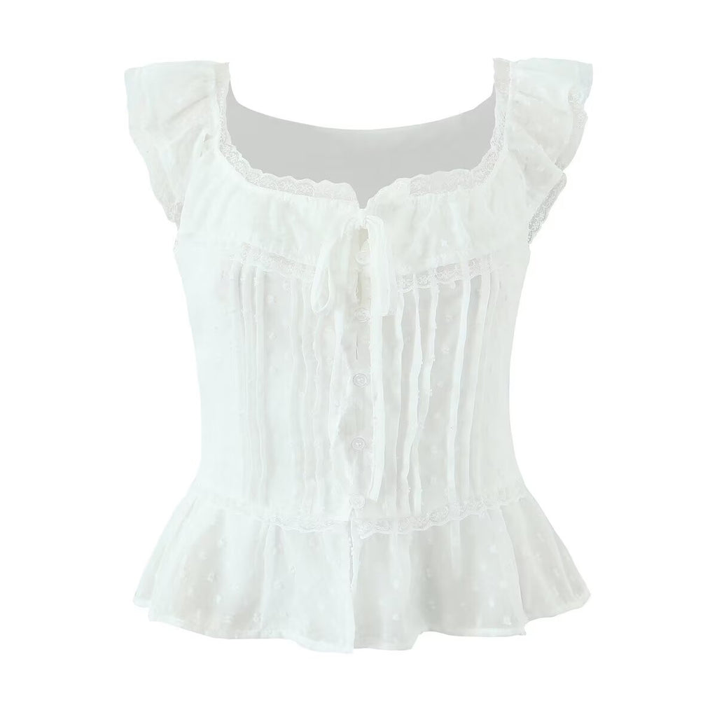Atmosphere Lace Ärmelloses kleines Top Nischen-Schnürung Tailliert Eng Sexy Kurzes Sexy Hemd Weste