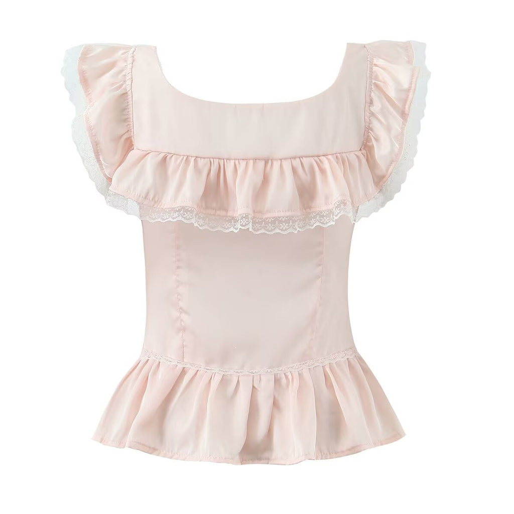 Atmosphere Lace Ärmelloses kleines Top Nischen-Schnürung Tailliert Eng Sexy Kurzes Sexy Hemd Weste