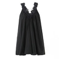 Robe sexy sans manches à col en V, avec dentelle et volants