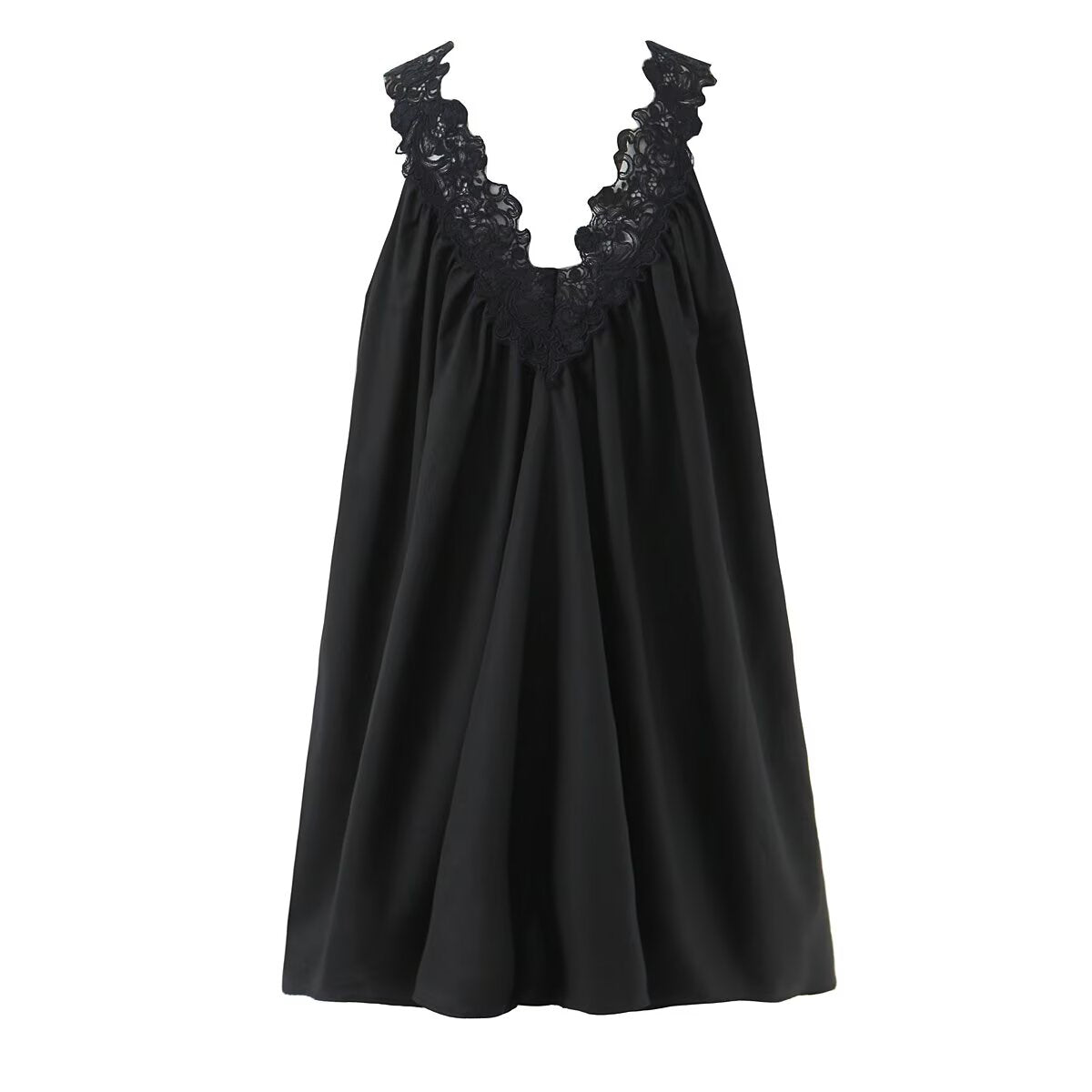 Robe sexy sans manches à col en V, avec dentelle et volants