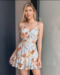 Robe Femme sans Manches à Col V Imprimée Sexy Exposée