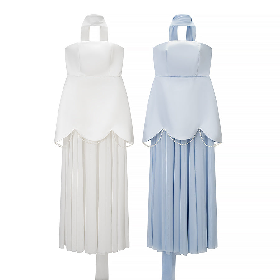 Damenbekleidung Winter Sexy Rückenfrei Ärmellos Einfarbiges Tube Top Mesh-Stitching Kleid