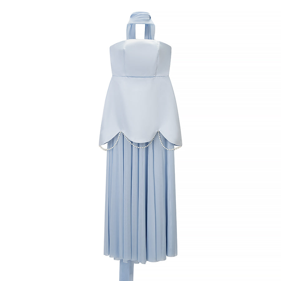 Damenbekleidung Winter Sexy Rückenfrei Ärmellos Einfarbiges Tube Top Mesh-Stitching Kleid