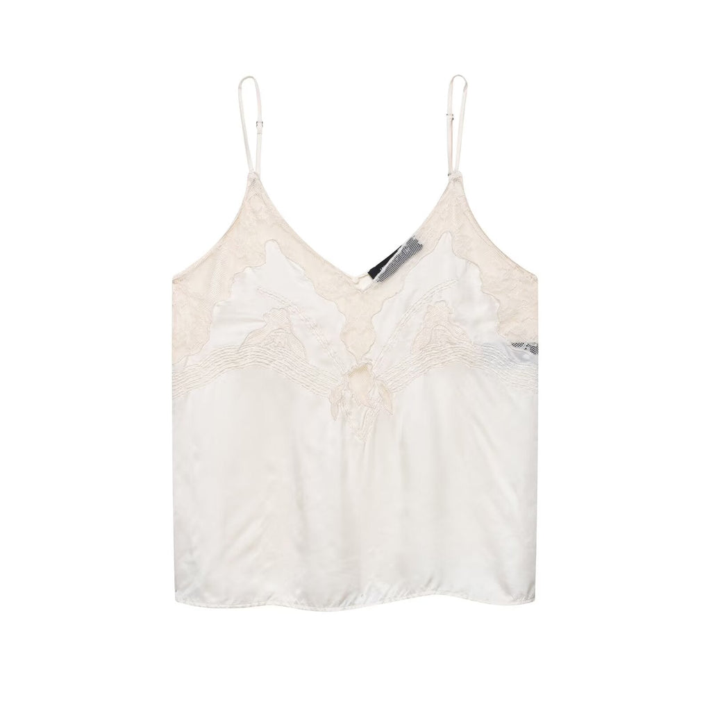 Vêtements pour femmes – Haut à bretelles en dentelle sexy pour le printemps