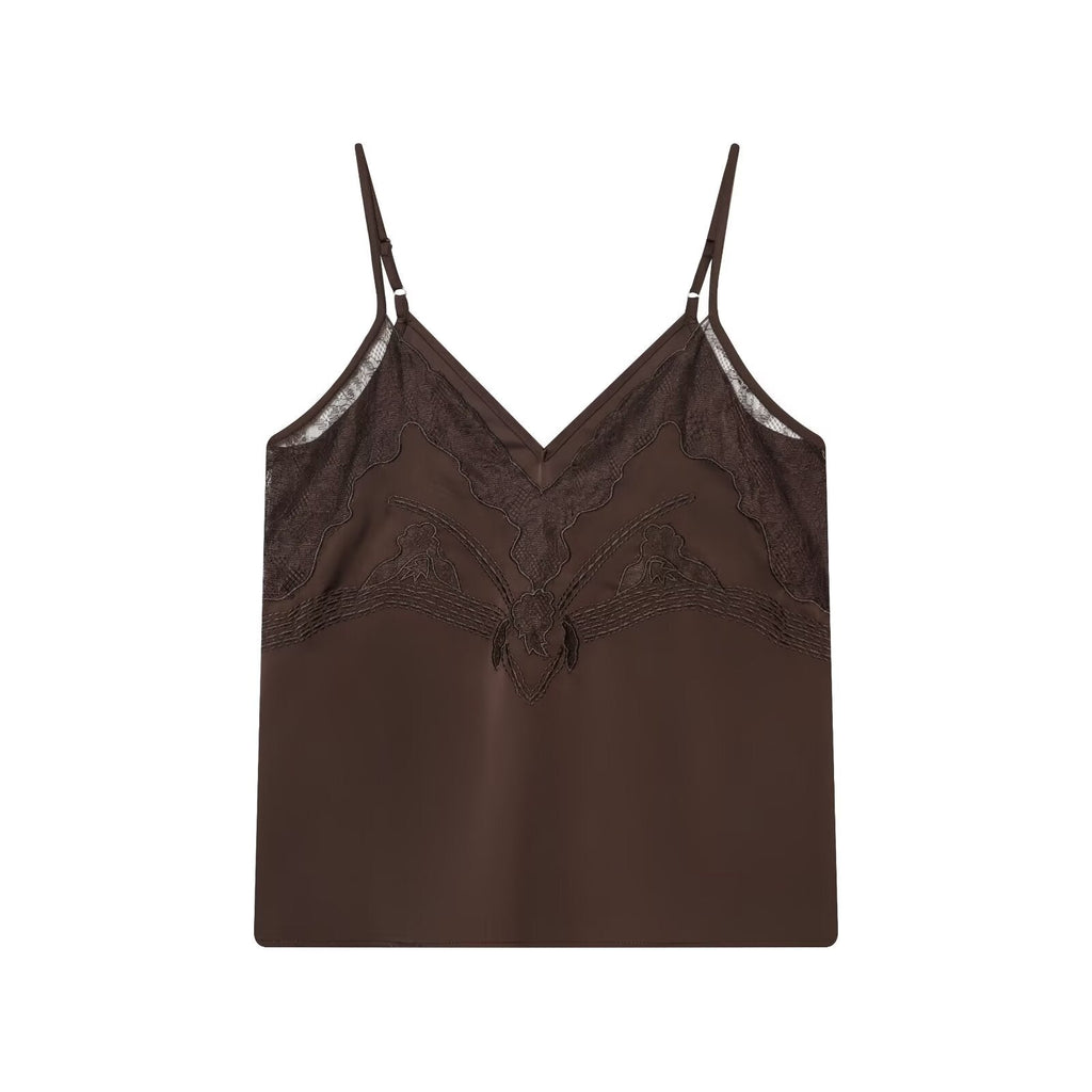 Vêtements pour femmes – Haut à bretelles en dentelle sexy pour le printemps