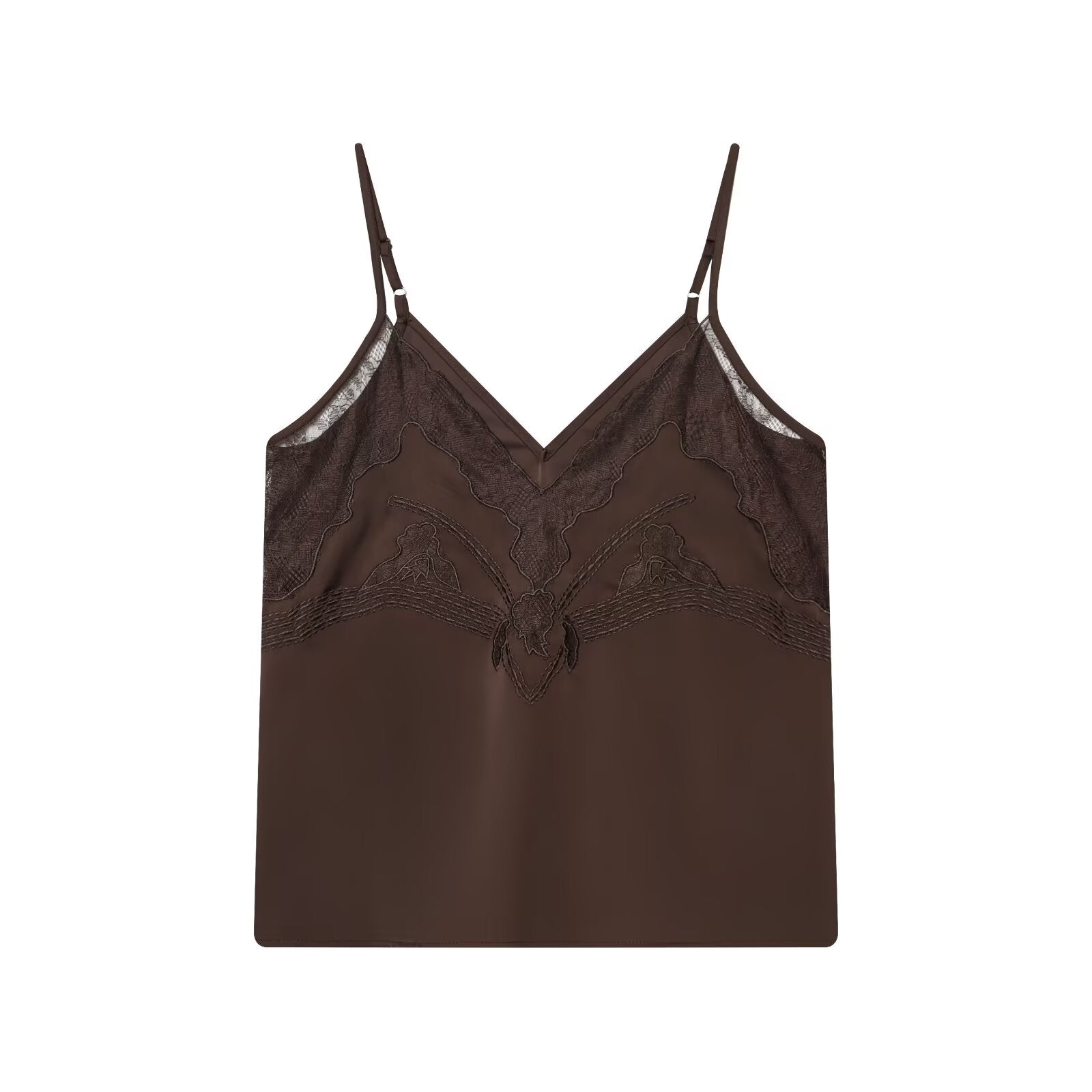 Vêtements pour femmes – Haut à bretelles en dentelle sexy pour le printemps