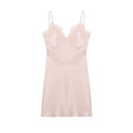 Frühling Damenbekleidung Eleganter, modischer, schlankmachender Seidensatin-Spitzen-Stich-Cami-Kleid