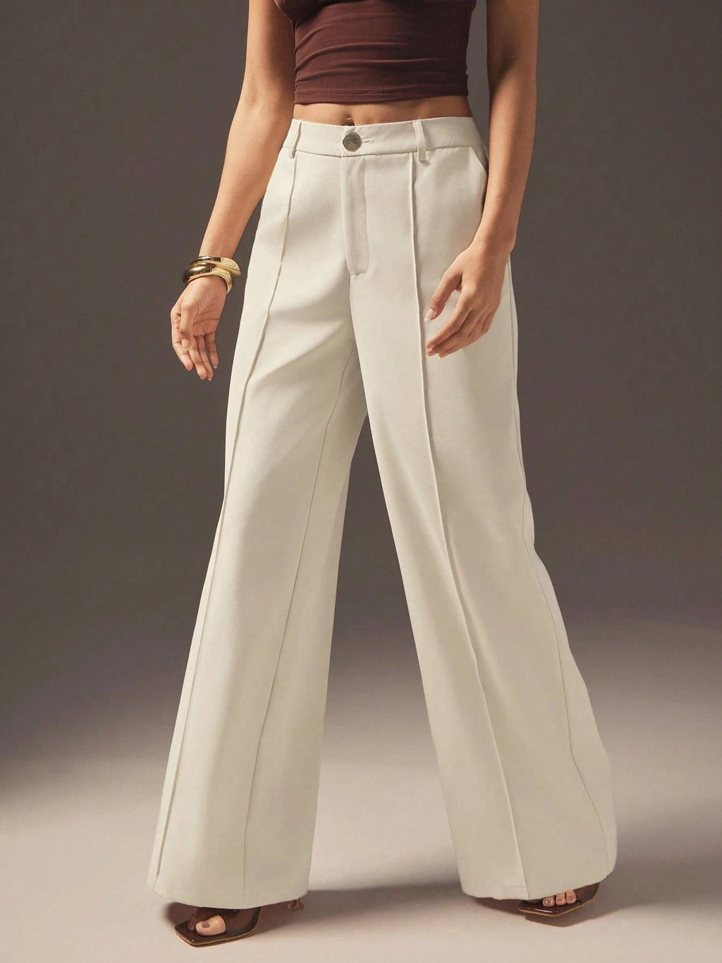 Pantalon ample abricot taille haute, amincissant, pour femme, décontracté, tombé, haute qualité, automne hiver, coupe étroite, jambe large