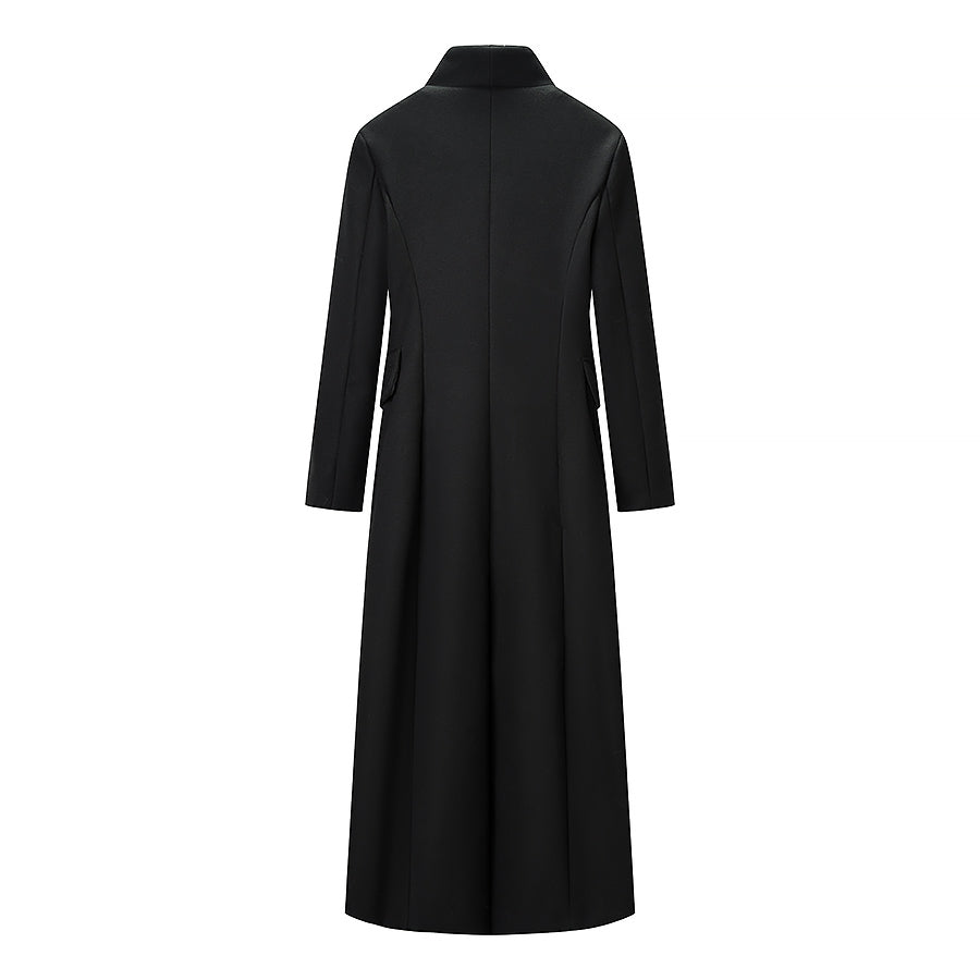Manteau à col de couleur unie, coupe ajustée, à un bouton et manches longues pour femme