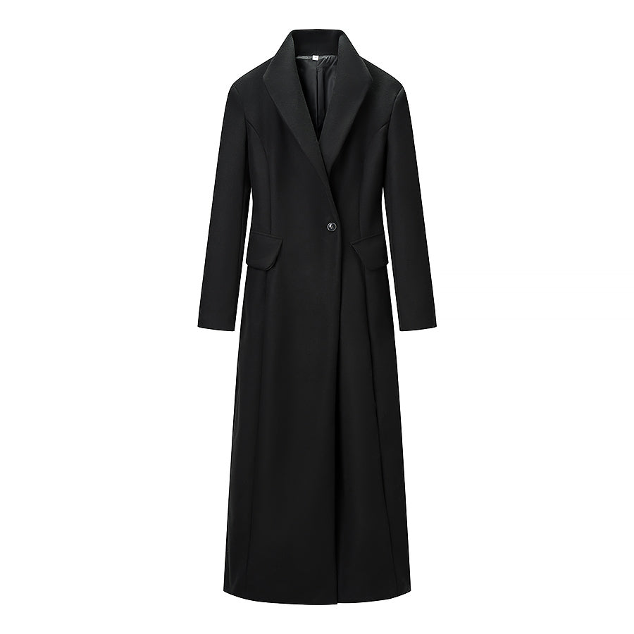 Manteau à col de couleur unie, coupe ajustée, à un bouton et manches longues pour femme