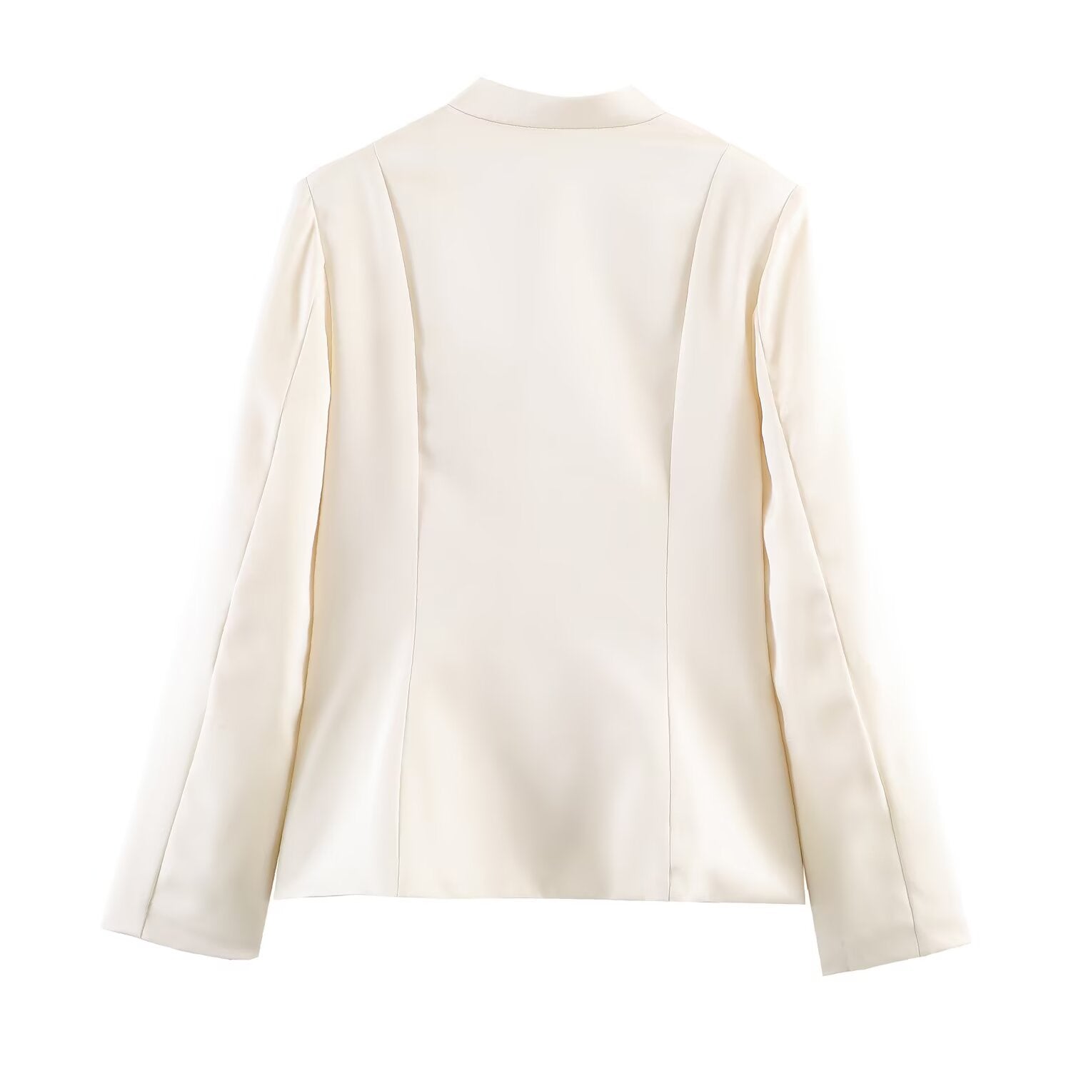 Veste en satin à col montant et boucles pour femme, manteau cintré