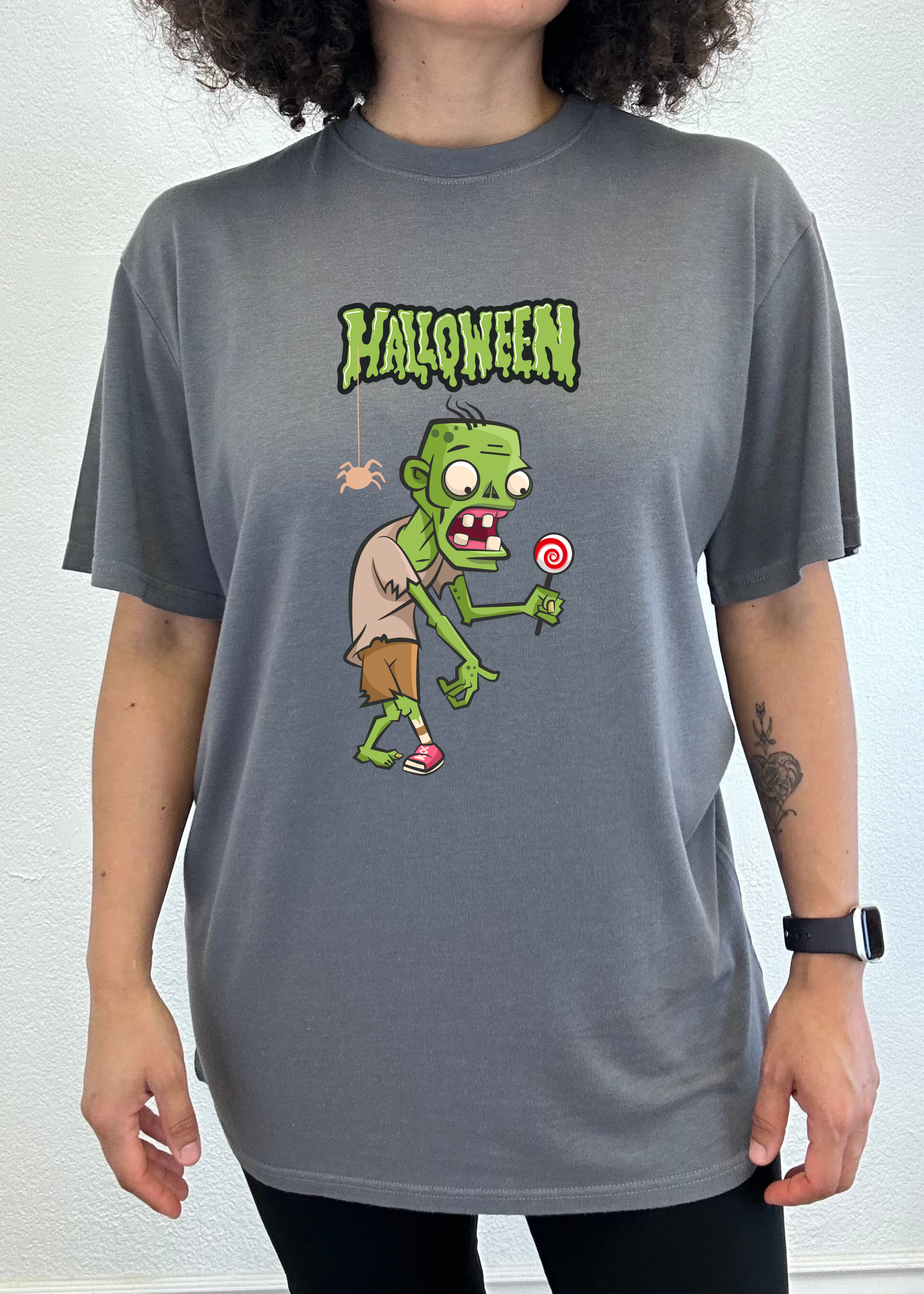 Halloween Green Monster Unisex Bamboo Viscose/Organic Cotton Short Sleeve Graphic T-Shirt - The7Letter