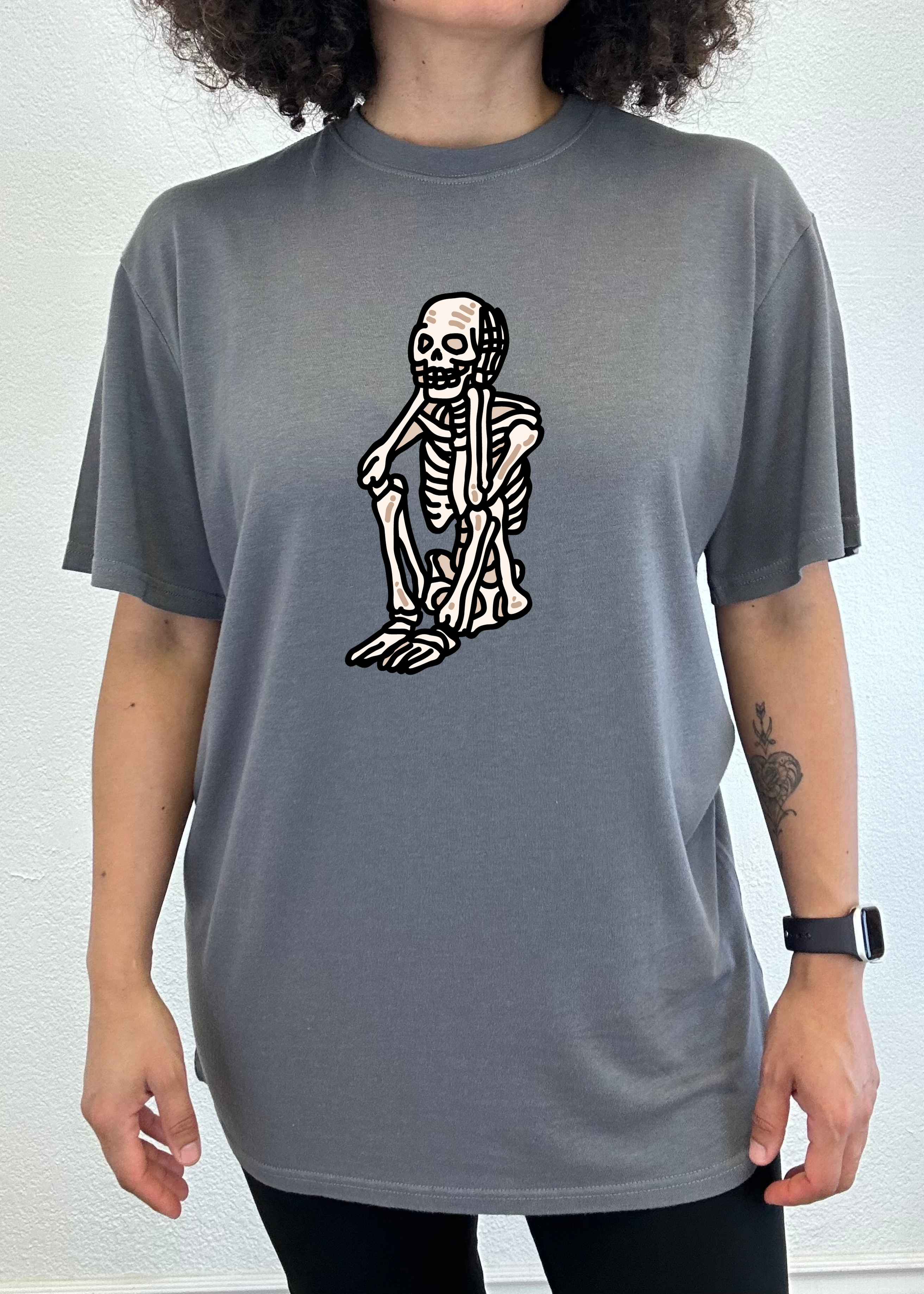 Sad Skeleton Halloween Unisex Bamboo Viscose/Organic Cotton Short Sleeve Graphic T-Shirt - The7Letter