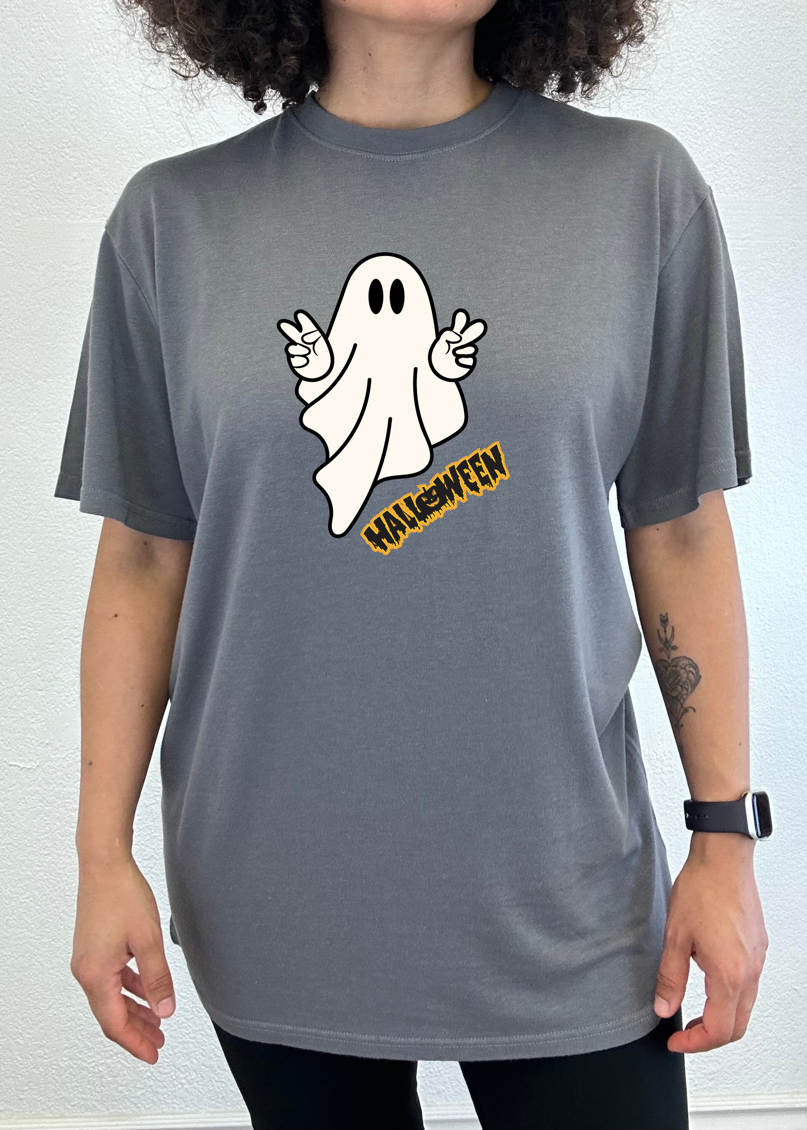 Halloween Ghost Unisex Bamboo Viscose/Organic Cotton Short Sleeve Graphic T-Shirt - The7Letter
