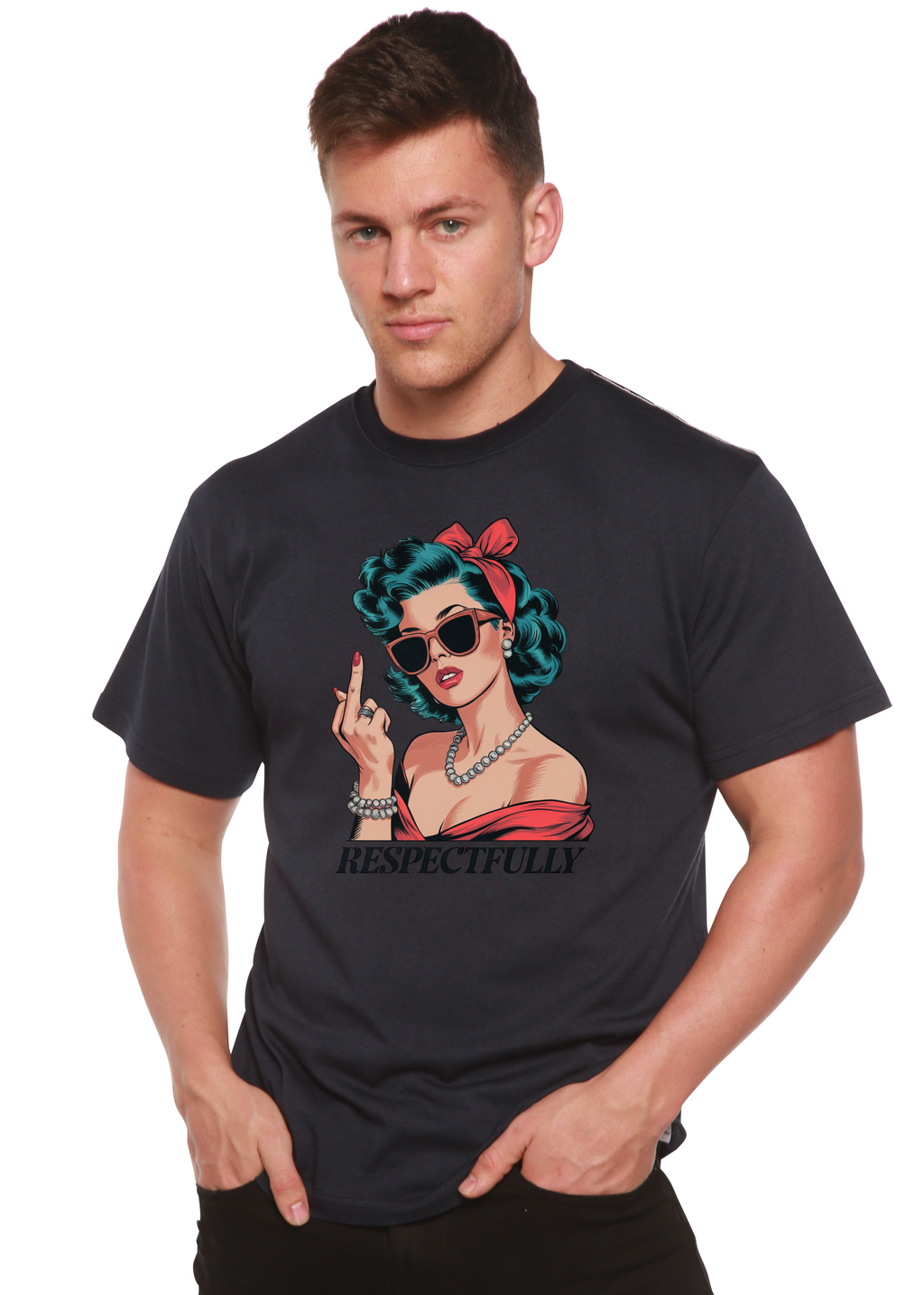 Respectfully Middle Finger Unisex Bamboo/Cotton Graphic T-Shirt - The7Letter
