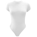 Body moulant femme de couleur unie à manches courtes et col rond, basique et décontracté, pour l'été.