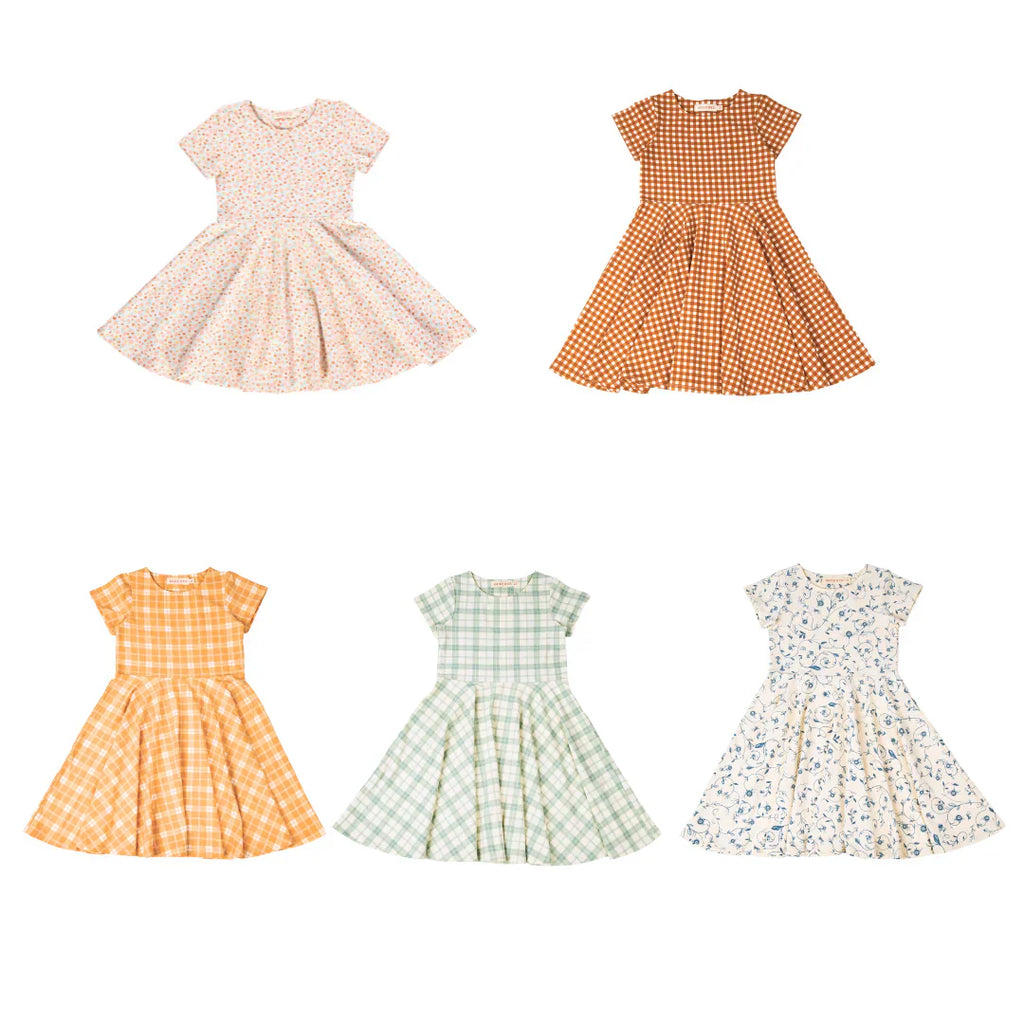 Sweetheart Twirl Dress | Organic Cotton Jersey - Fern Plaid - The7Letter