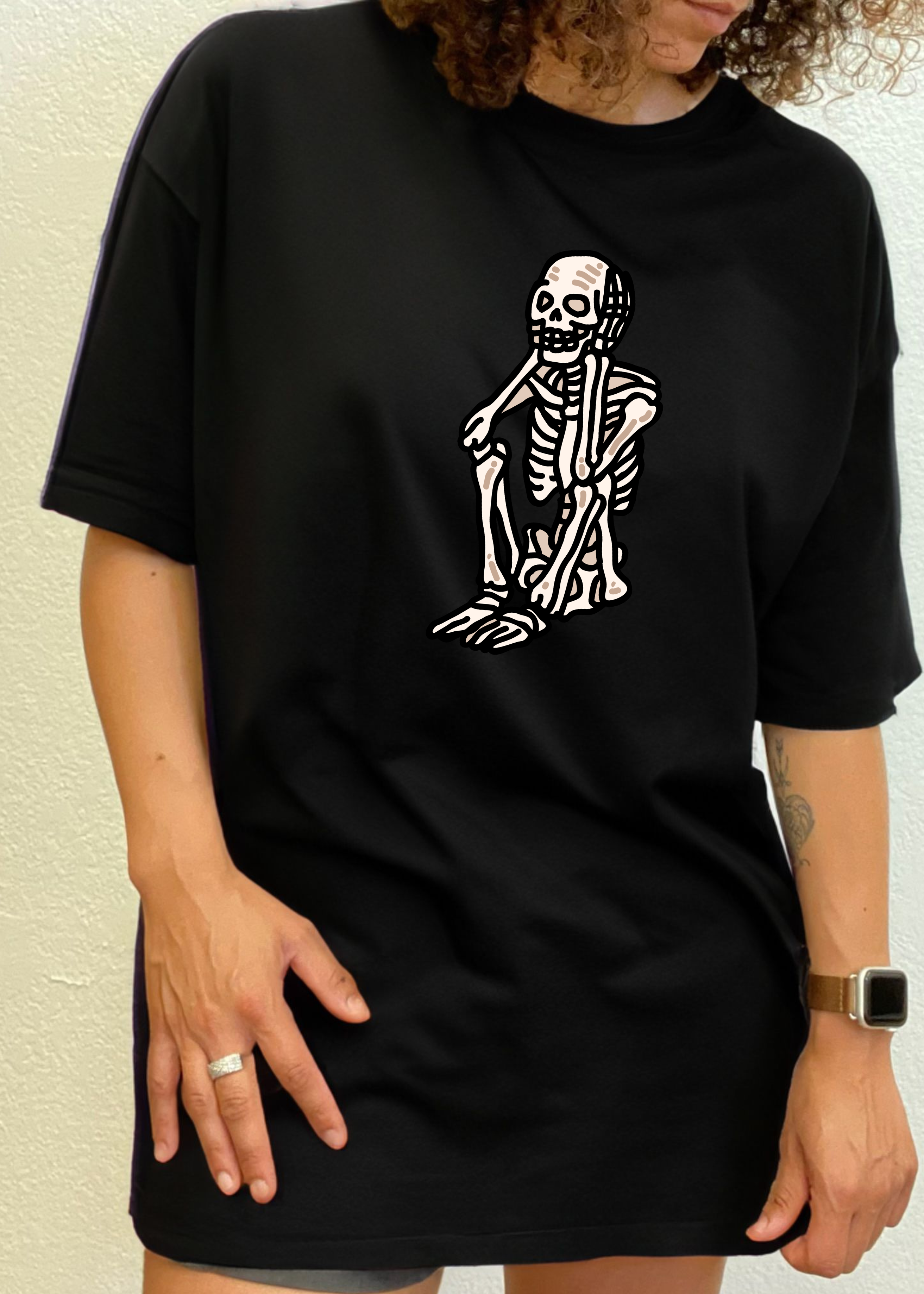 Sad Skeleton Halloween Unisex Bamboo Viscose/Organic Cotton Short Sleeve Graphic T-Shirt - The7Letter