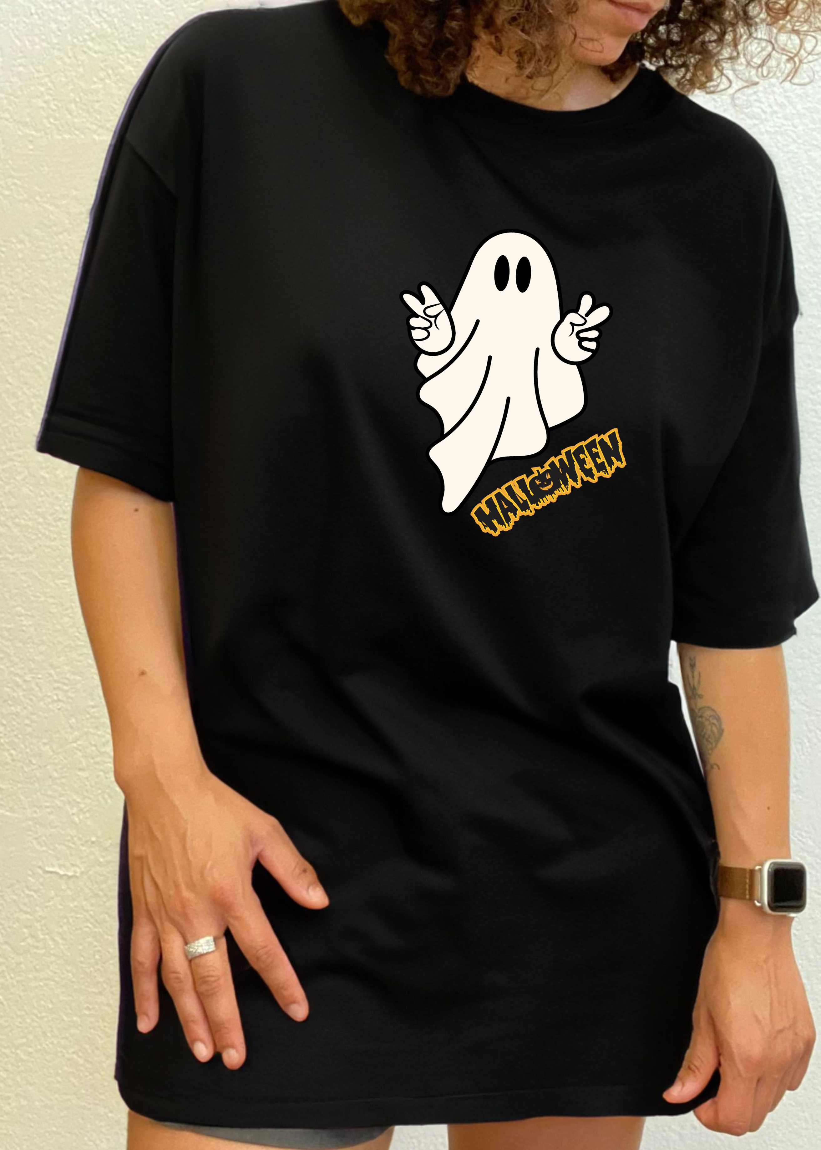 Halloween Ghost Unisex Bamboo Viscose/Organic Cotton Short Sleeve Graphic T-Shirt - The7Letter