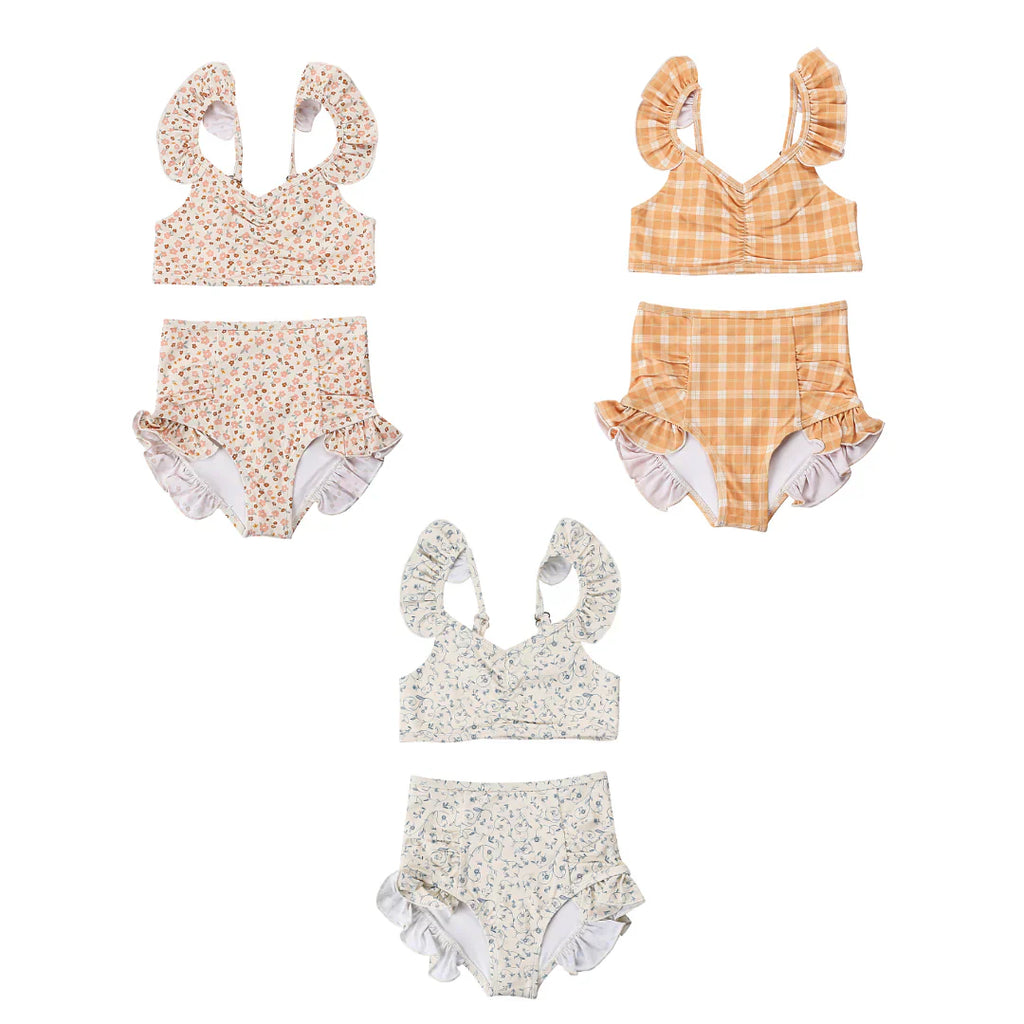 Ruffle 2 Piece Bikini | UPF + Recycled - Sunset Meadow - The7Letter