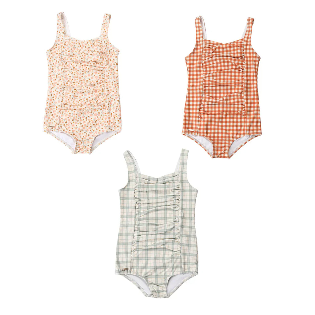Vintage Girls 1 Piece Swimsuit | UPF + Recycled - Sunset Meadow - The7Letter