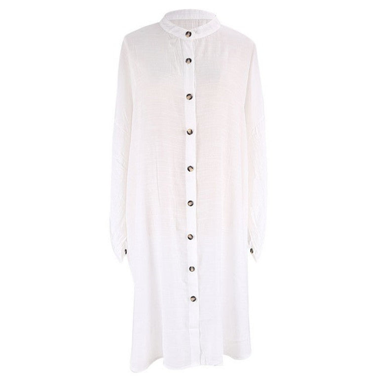 Nouvelle chemise en bambou boutonnée, protection solaire de plage, chemise décontractée de bord de mer, jupe de vacances