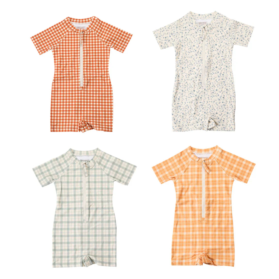 Short Sleeve Rashguard Swimsuit | UPF + Recycled - Scandi Floral - The7Letter