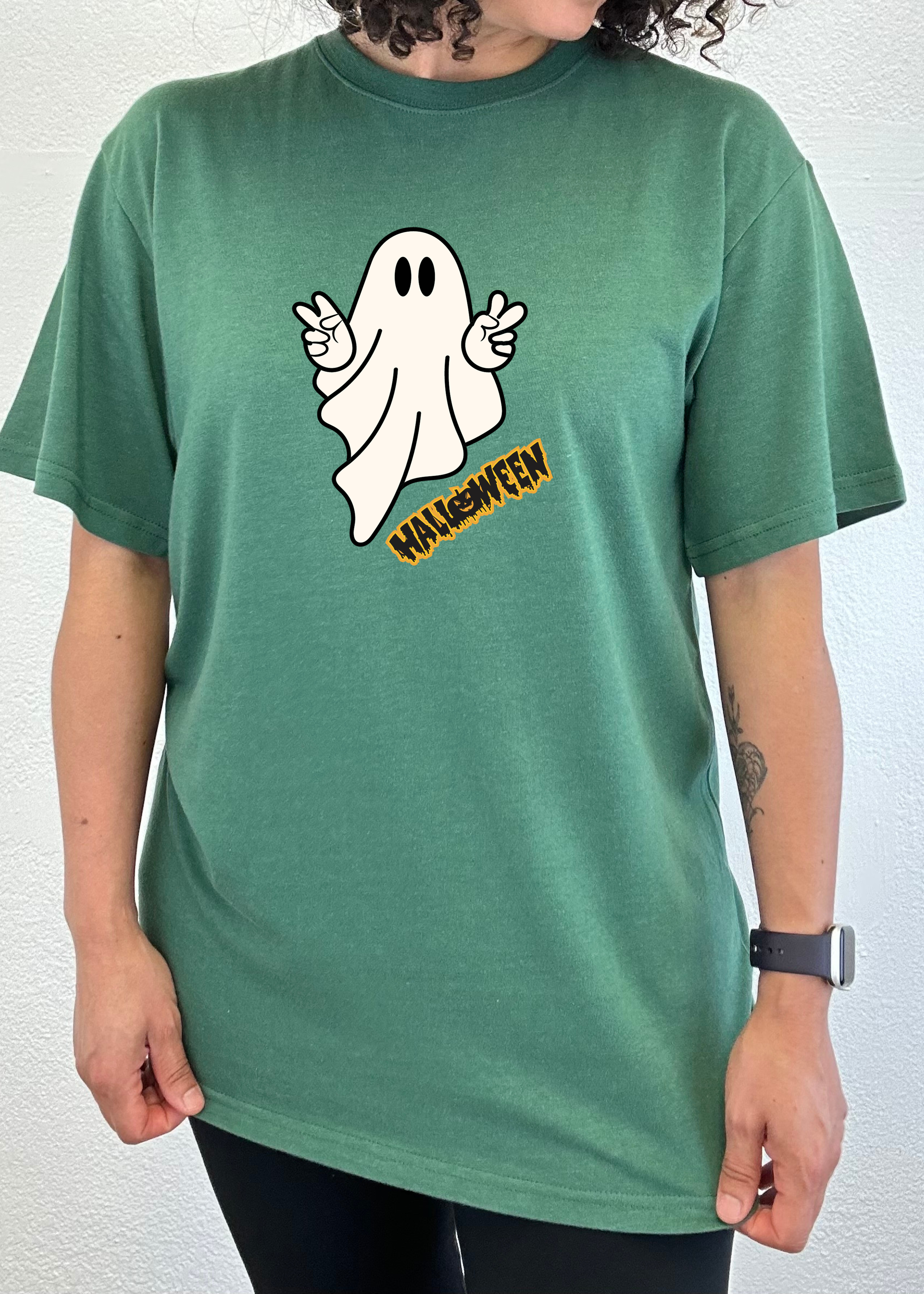 Halloween Ghost Unisex Bamboo Viscose/Organic Cotton Short Sleeve Graphic T-Shirt - The7Letter