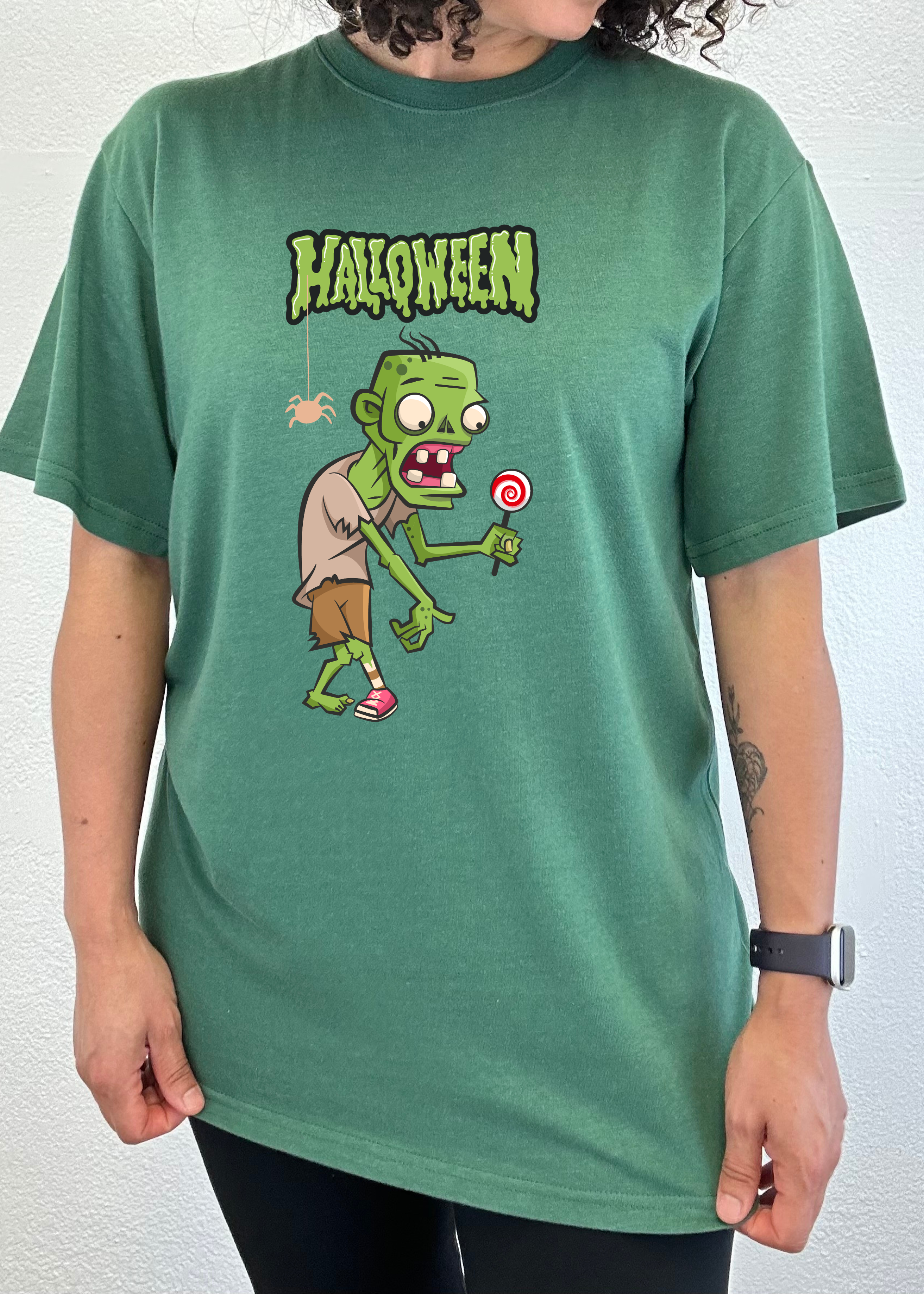 Halloween Green Monster Unisex Bamboo Viscose/Organic Cotton Short Sleeve Graphic T-Shirt - The7Letter