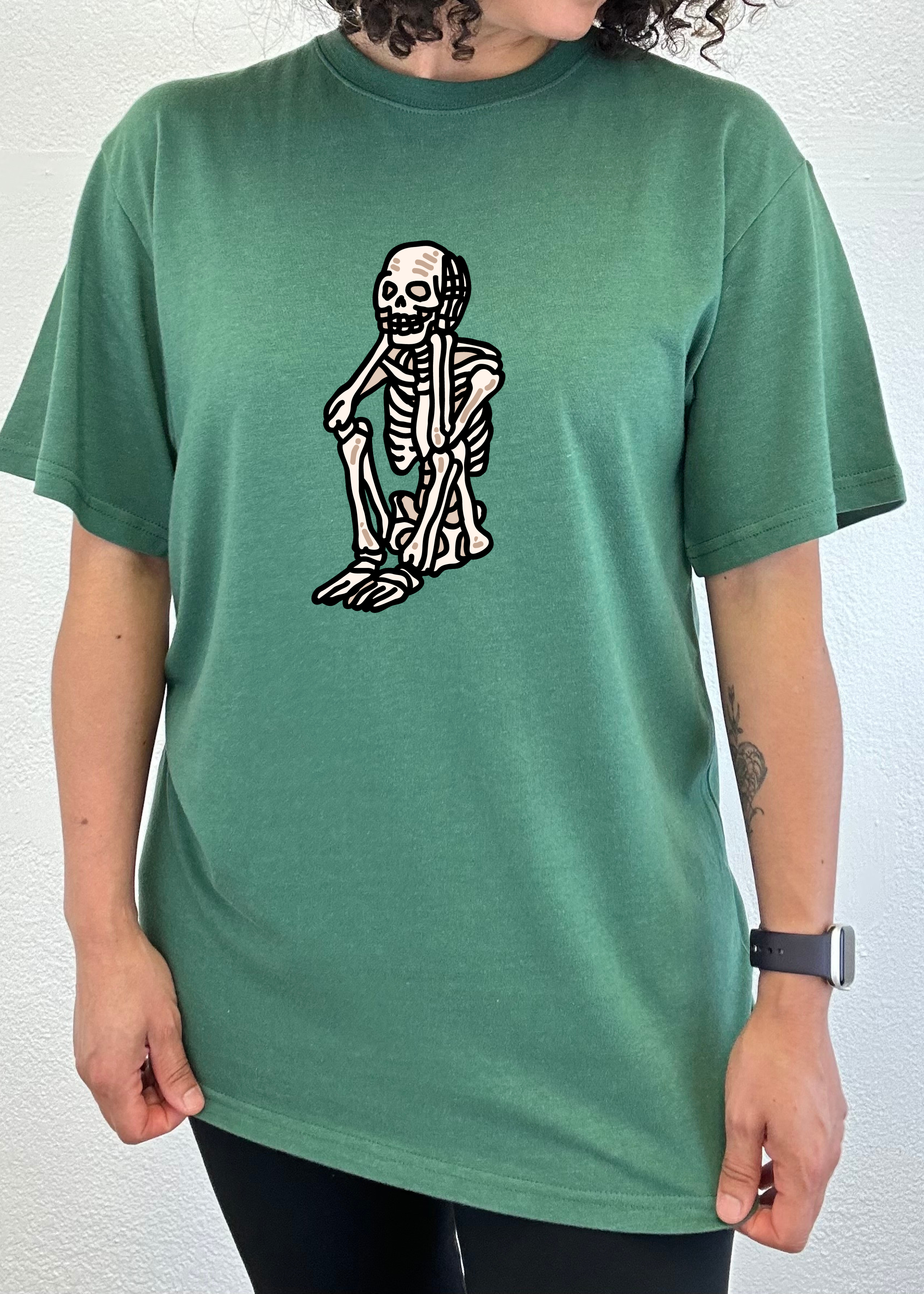 Sad Skeleton Halloween Unisex Bamboo Viscose/Organic Cotton Short Sleeve Graphic T-Shirt - The7Letter